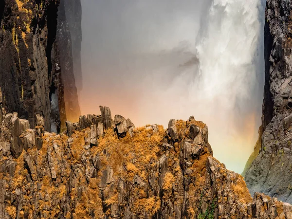Victoria Falls Lado Zambia Uno Los Monumentos Naturales Africanos Más — Foto de Stock