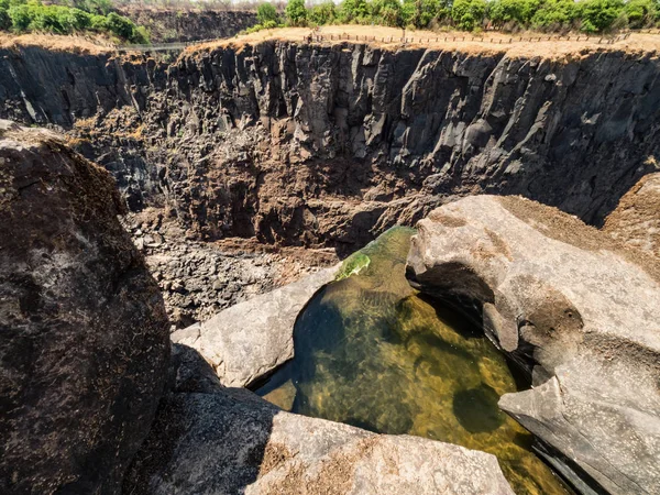 Het Droogbed Van Zambezi Rivier Buurt Van Victoria Falls Aan — Stockfoto