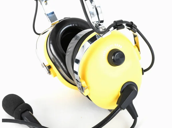 yellow pilot headphones, Aviation headphones for pilots.