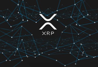 Mavi soyut arka plan üzerinde Ripple Xrp kriptopara ağı