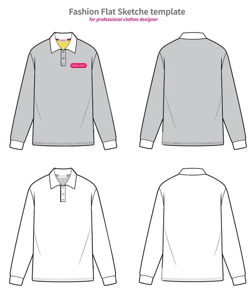 Langärmelige Polo Shirt Vorlage Für Bekleidung Oder Textilien Langarm Shirt — Stockvektor