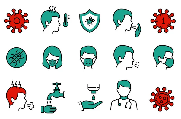 COVID-19 Coronavirus icon collection. COVID-19 complete icon set. Covid-19 icons.