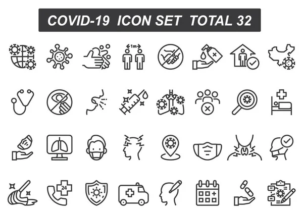 COVID-19 Coronavirus icon set. COVID-19 complete icon set. Covid-19 icons.