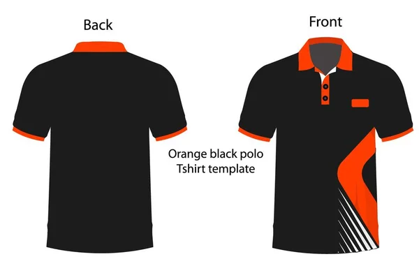 ポロシャツのテンプレートオレンジと黒のブレンド ポロTシャツテクニカルスケッチテンプレート — ストックベクタ