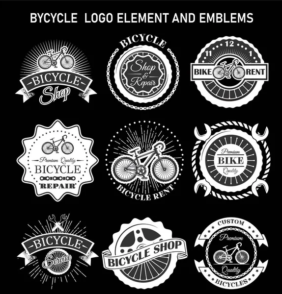 Conjunto Etiquetas Reparação Loja Bicicletas Retro Para Clube Motociclistas Oficina —  Vetores de Stock