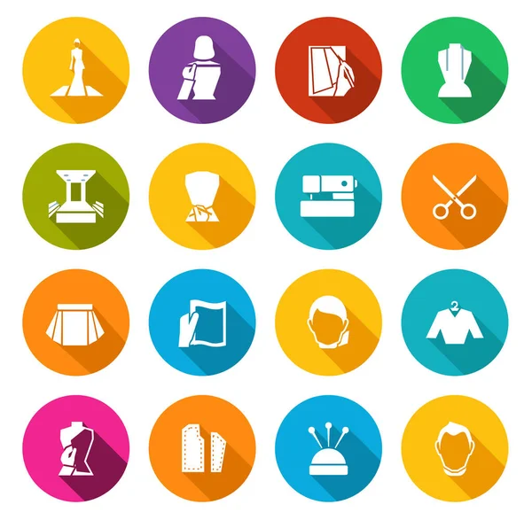 Modern düz simge seti. Moda ve düz simgeler koleksiyonu. Moda tasarımcısı için Düz Simge Seti. Moda tasarımı ögesi.