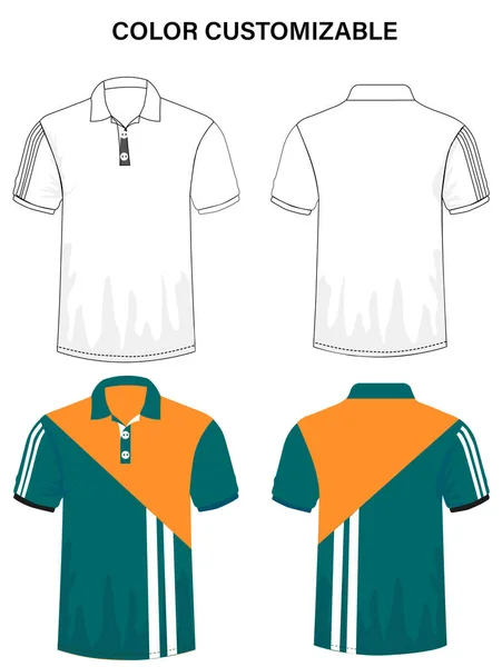 Jersey Sports Polo Template Sports Polo Technical Sketch Template Sports — Stock Vector