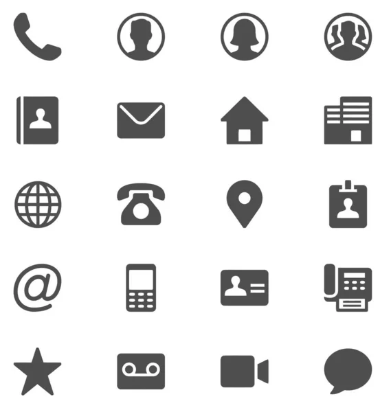 Simgelerle bağlantı kurun. Kişi simgeleri beyaz arkaplanda ayarlandı. Telefon, akıllı telefon, e-posta, konum, ev, dünya, adres, sohbet.