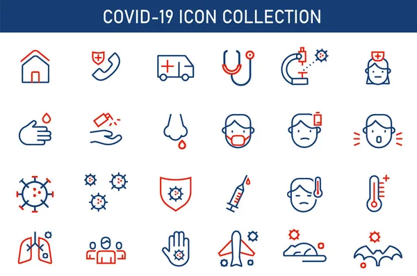 COVID-19 Coronavirüs simgeleri. COVID-19 tam simge seti. Covid-19 belirtileri ve önleme simgeleri.
