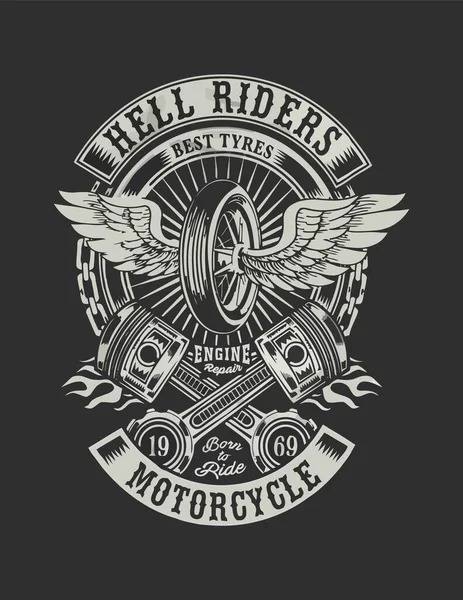 디자인 템플릿 사이클 타이포그래피 티셔츠 그래픽 Biker Shirt Design Elements — 스톡 벡터