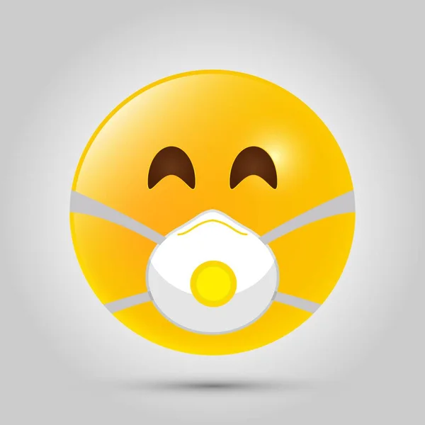Emoji Avec Masque Bouche Blanc Icône Emoji Jaune Sur Modèle — Image vectorielle