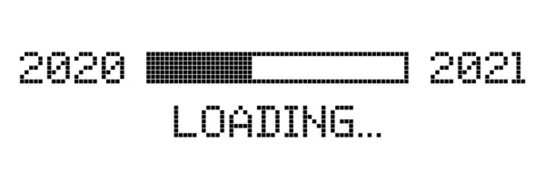 Pixelated Progress Bar Showing Loading 2021 — Stock Vector