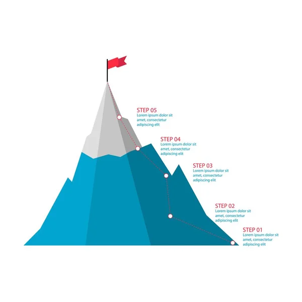 Pasos Para Obtener Infografías Exitosas Camino Meta Ascender Motivación Camino — Vector de stock