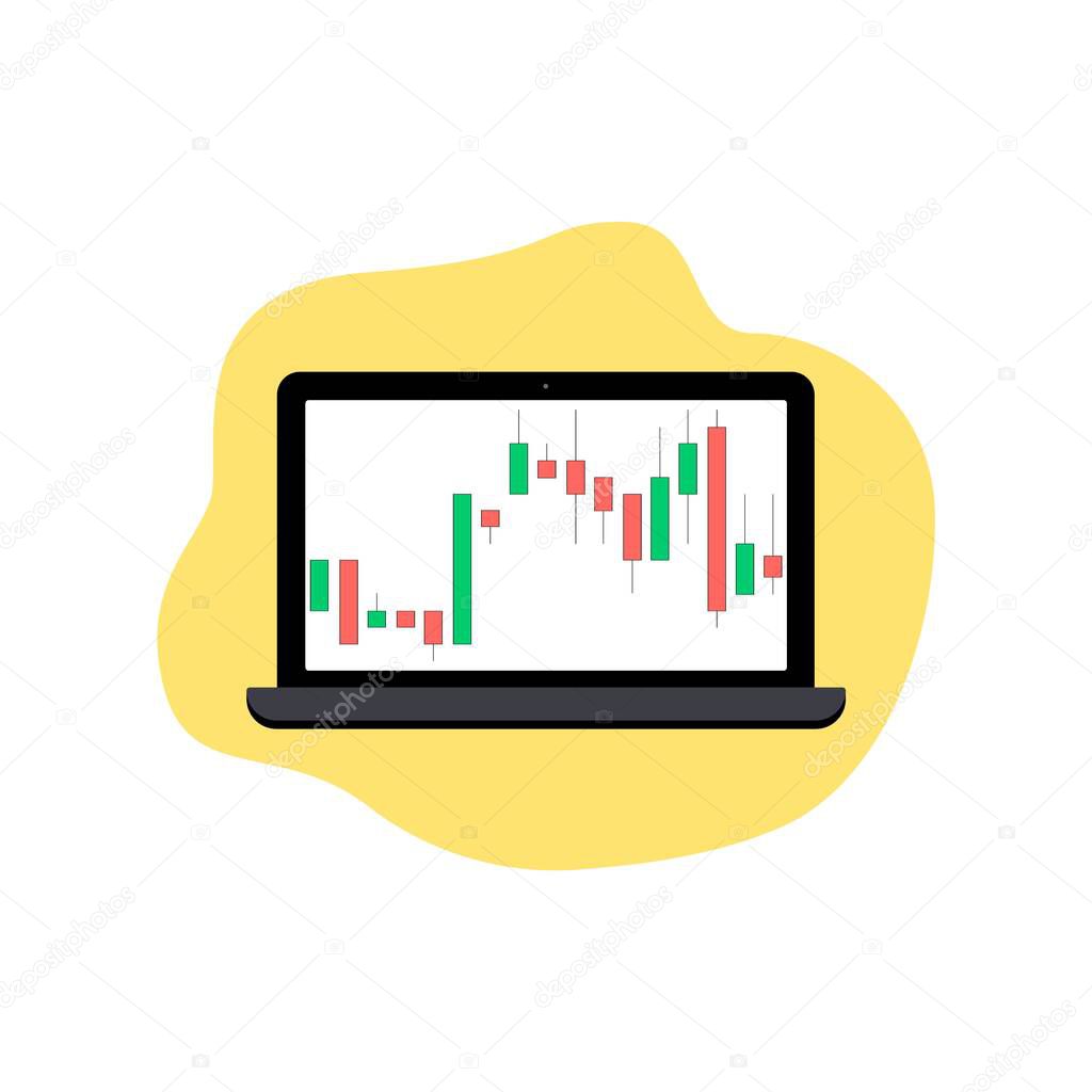 Stock market or forex trading graph on computer screen. Candlestick graph, chart of stock market investment trading