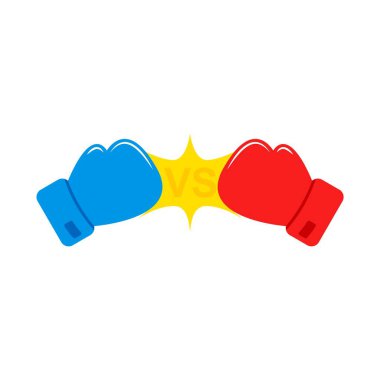 Red and Blue Boxing gloves. Vs. Versus battle. Confrontation between two boxing gloves. Vector clipart