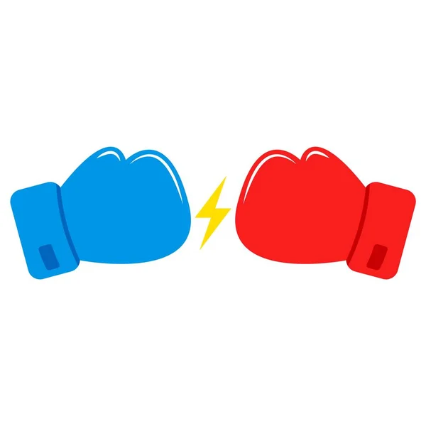Red Blue Boxing Gloves Confrontation Boxing Gloves Lightning Icon Vector — Stock Vector