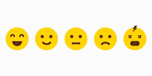 Définir Emoji Jaune Avec Des Émotions Différentes Émoticône Rétroaction Icône — Image vectorielle