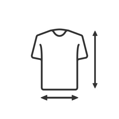 Tişört boyu çizgi simgesi. Üniseks kıyafetleri. Ok sembolü. Vektör