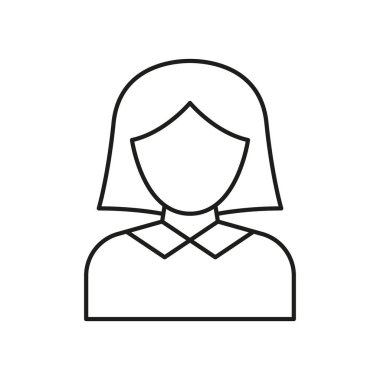 Dişi Avatar Satır Simgesi. Kullanıcı Profili, Hesap Temsili ve Kimlik Özeti Sembolü. Kişisel Kimlik ve Sosyal Medya Varlığı. Düzenlenebilir Vuruş. İzole Vektör İllüstrasyonu.