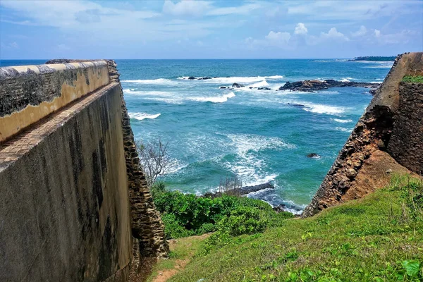 Eski Galle Kalesi Sri Lanka Harap Olmuş Taş Duvarlar Turkuaz — Stok fotoğraf