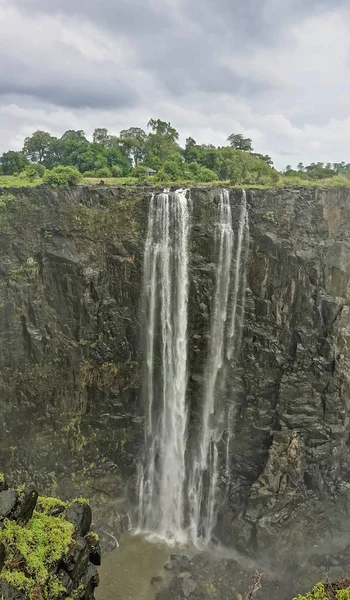 Fragment Des Victoria Falls Wasserfalls Wasserströme Fallen Von Den Steilen — Stockfoto