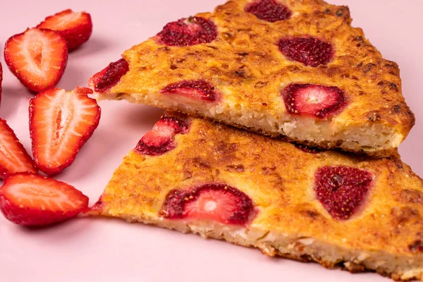 Pastel Receta Casera Con Fresas — Foto de Stock