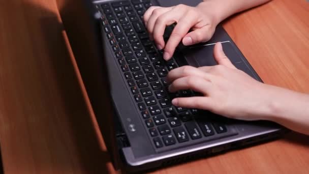 Жіночі Руки Клавіатура Ноутбука Пошуки Інформації Про Інтернет Тренування Скайпу — стокове відео