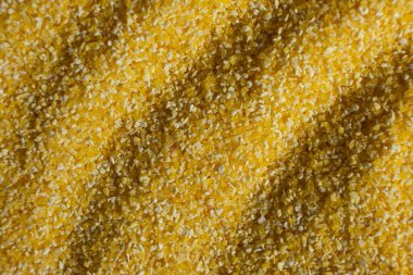 Çiğ mısır ezmesinin üst görüntüsü, dokulu aşçılık arka planı..