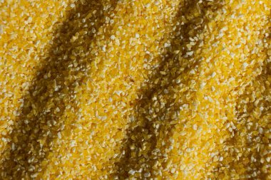 Çiğ mısır ezmesinin üst görüntüsü, dokulu aşçılık arka planı..