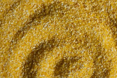 Çiğ Sarı Mısır Gevreği Yakın çekim dokusu.