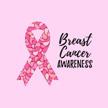 Göğüs kanseri pembe kurdele farkındalık ayı vektör grafik illüstrasyonu