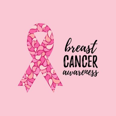 Göğüs kanseri pembe kurdele farkındalık ayı vektör grafik illüstrasyonu