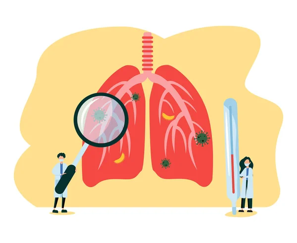 Ilustración Del Vector Neumología Plano Diminutos Pulmones Concepto Personas Salud — Archivo Imágenes Vectoriales