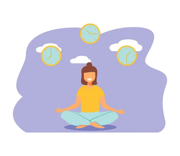 ベクトル図 作業時間中の瞑想の概念 身体の健康上の利点 心と感情 思考プロセス — ストックベクタ
