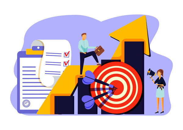 Discipline vector illustration. Flat tiny self control system persons concept. Abstract target and to do list symbolic