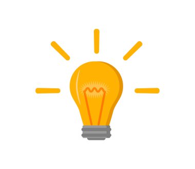 Ampul fikirlerle, yaratıcı düşüncelerle, çözümleme için analitik düşüncelerle doludur. Ampul simgesi vektörü. Fikirler gösterimi.