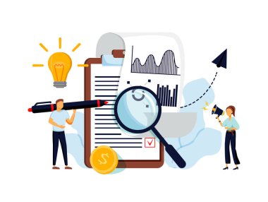 Veri analizi eğitimi, ekonomik okur yazarlık internet kursları. İş akışı, iş süreci verimliliği, çalışma faaliyeti konsepti. Vektör izole kavram yaratıcı illüstrasyon