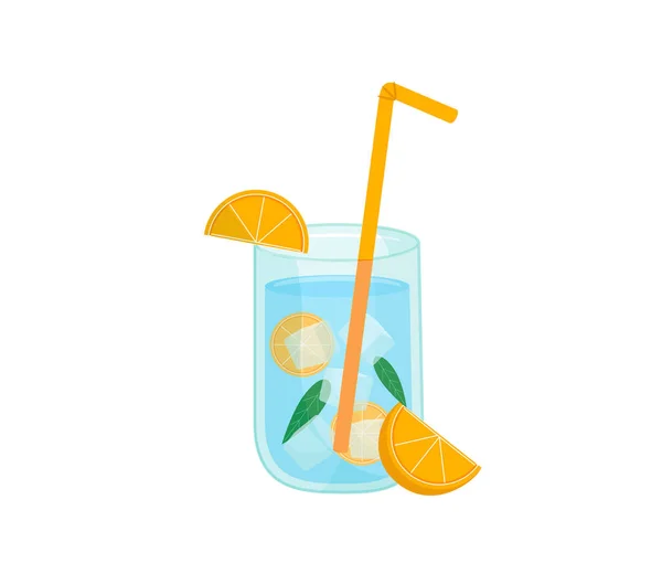 Verre Limonade Avec Glace Jus Citron Verre Cocktail Citron Avec — Image vectorielle