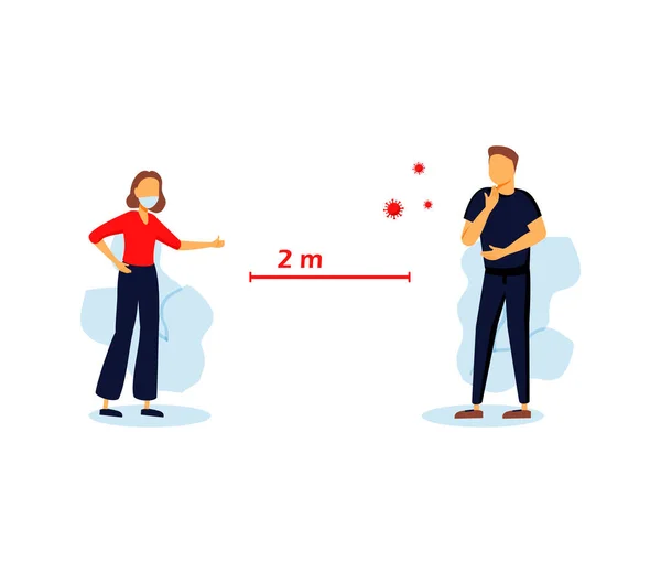 Social distancing, People keeping distance for infection risk and disease, wearing medical mask for prevent virus Covid-19 Coronavirus. Vector illustration in a flat style