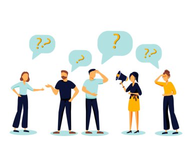 Sorunlara çözüm arayışında, web projelerinde ve uygulamalarda insanların iletişiminin vektör illüstrasyonuName