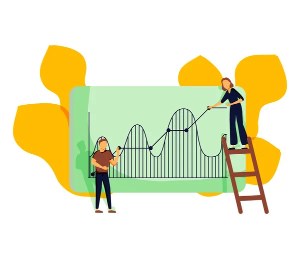 La gente de negocios está empujando su gráfico hacia arriba. Trabajo en equipo. Presentación de negocios. — Archivo Imágenes Vectoriales