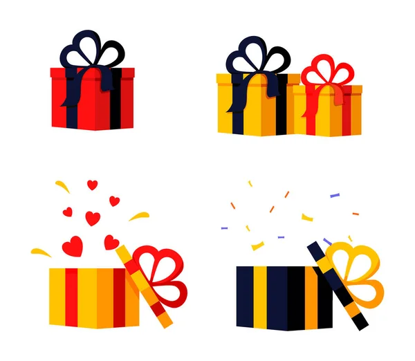 Conjunto Regalo Sorprendente Regalo Premio Regalo Emocional Experiencia Divertida Concepto — Vector de stock