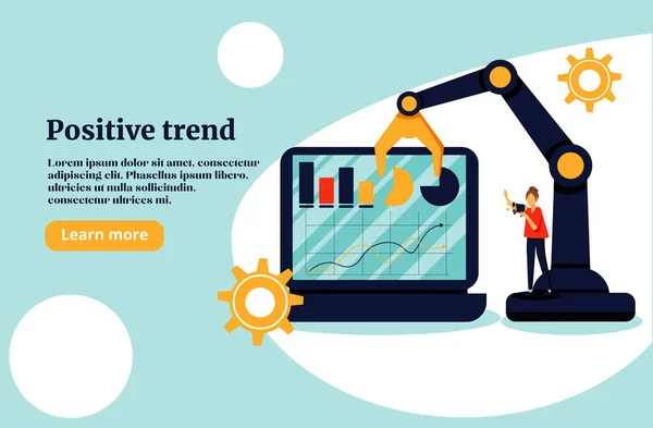 Ilustração Vetorial Tendência Positiva Análise Negócios Para Soluções Marketing Empresa —  Vetores de Stock