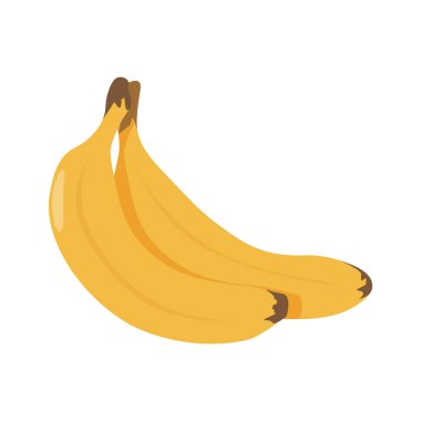 Muzlu meyve, sarı kabuklu. Taze tropikal atıştırmalık, tatlı sağlıklı potasyum gıdalar. Organik doğal vitamin besin. Egzotik muz ikonu. Düz vektör çizimi beyaz arkaplanda izole edildi