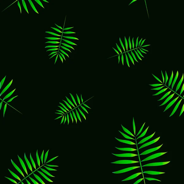 Экзотический тропический веркторный фон с гавайскими растениями. Бесшовный тропический узор с пальмовыми листьями — стоковый вектор