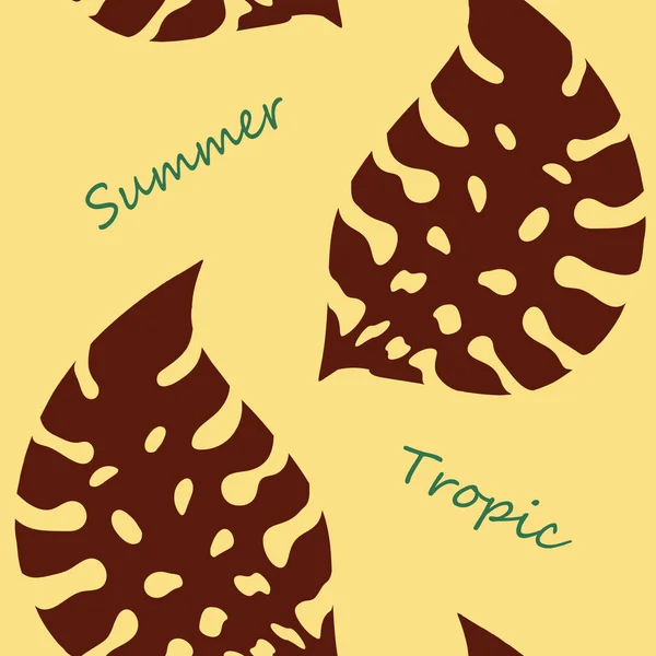외부의 열 대 침엽수와 하와이의 식물들이 있습니다. 여름 활주와 야자나무 잎이 달린 바 다 없는 열 대의 무늬 — 스톡 벡터