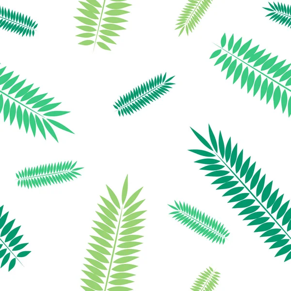 Palma deixa padrão sem costura. Folhas tropicais isoladas sobre fundo branco — Vetor de Stock