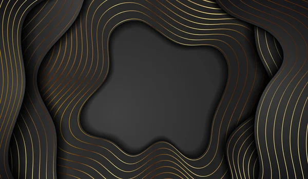 black and gold background, abstract background, elegant background, paper cut concept, graphic design element, Modern vector design. Golden lines, vector illustration.