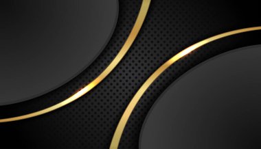 Siyah ve Altın arka plan, minimum konsept, modern vektör tasarımı. Vektör illüstrasyonu.