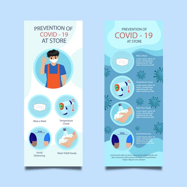 Coronavirus Covid Plakát Preventivním Virem Při Zachování Bezpečnostních Protokolů Vektorová — Stockový vektor